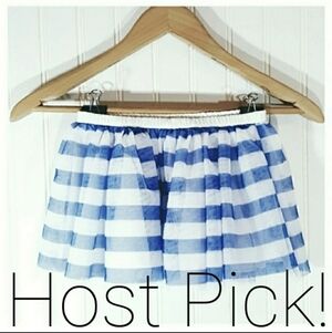 NWT Epic Threads Girls 6 Blue White Stripe Tulle Skirt Tutu Layered Cute Spring